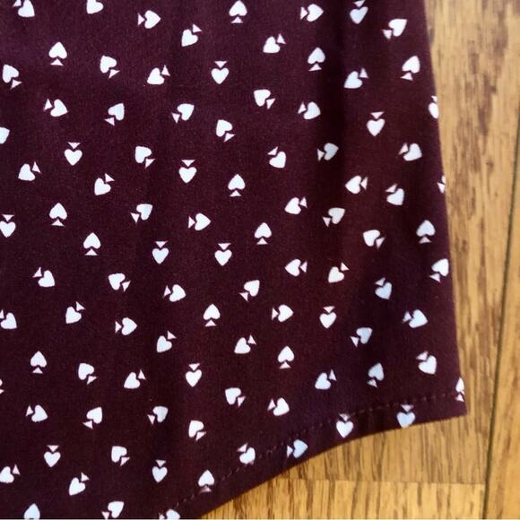 Ann Taylor Burgundy & White Spade Print Button Down Blouse Women’s Size Small - Picture 6 of 10